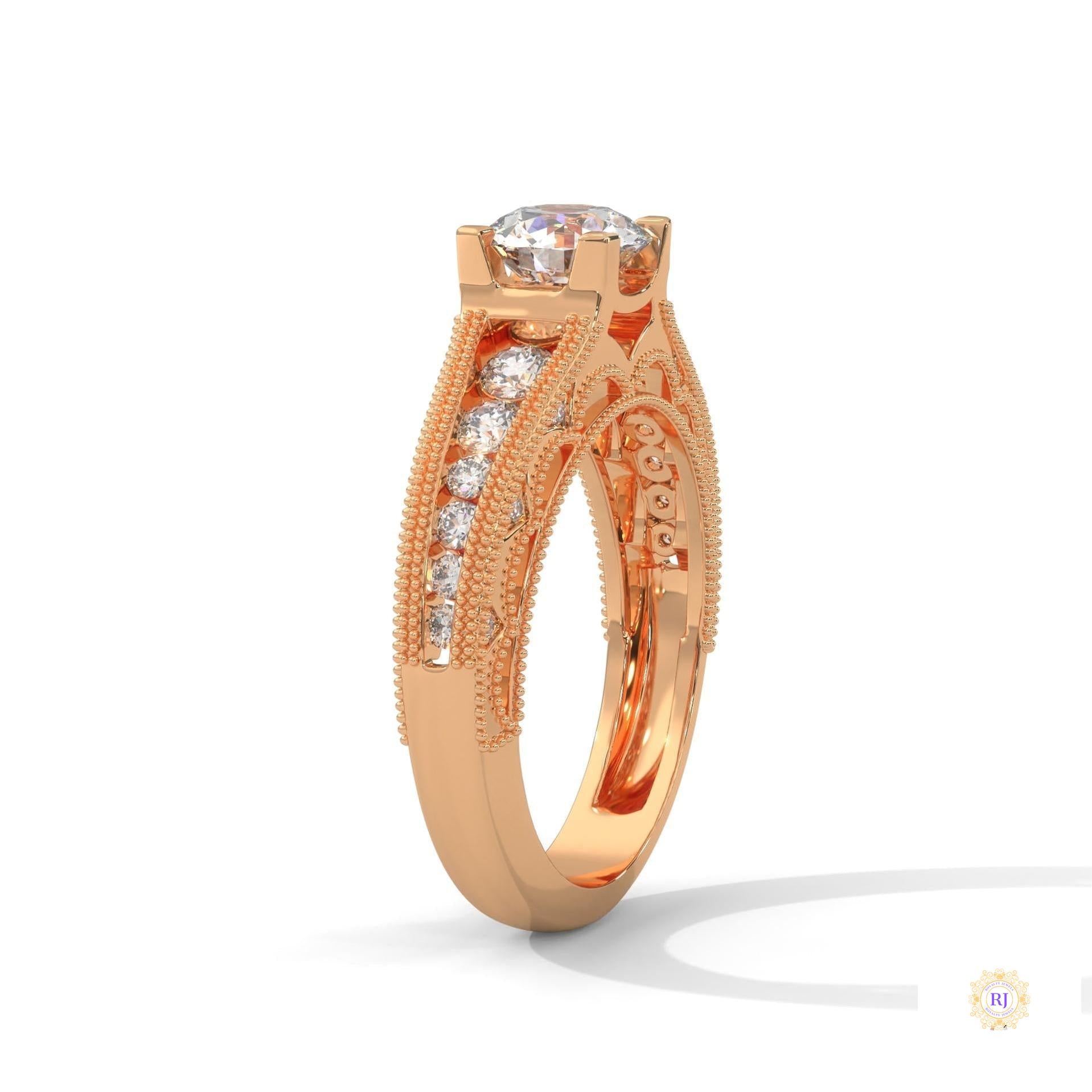 1.25 Ct. Milgrain Pavé Lab Diamond Engagement Ring