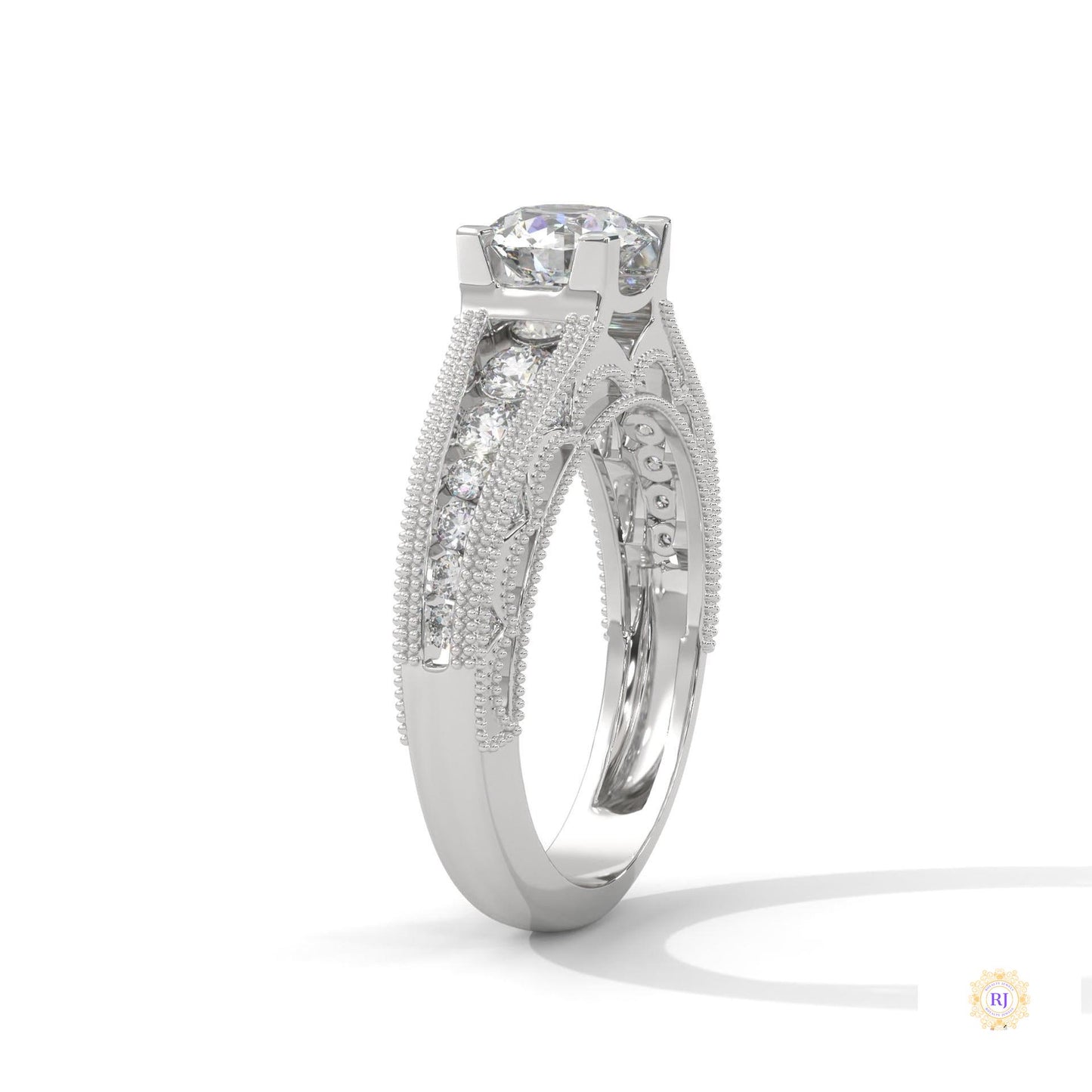 1.25 Ct. Milgrain Pavé Lab Diamond Engagement Ring