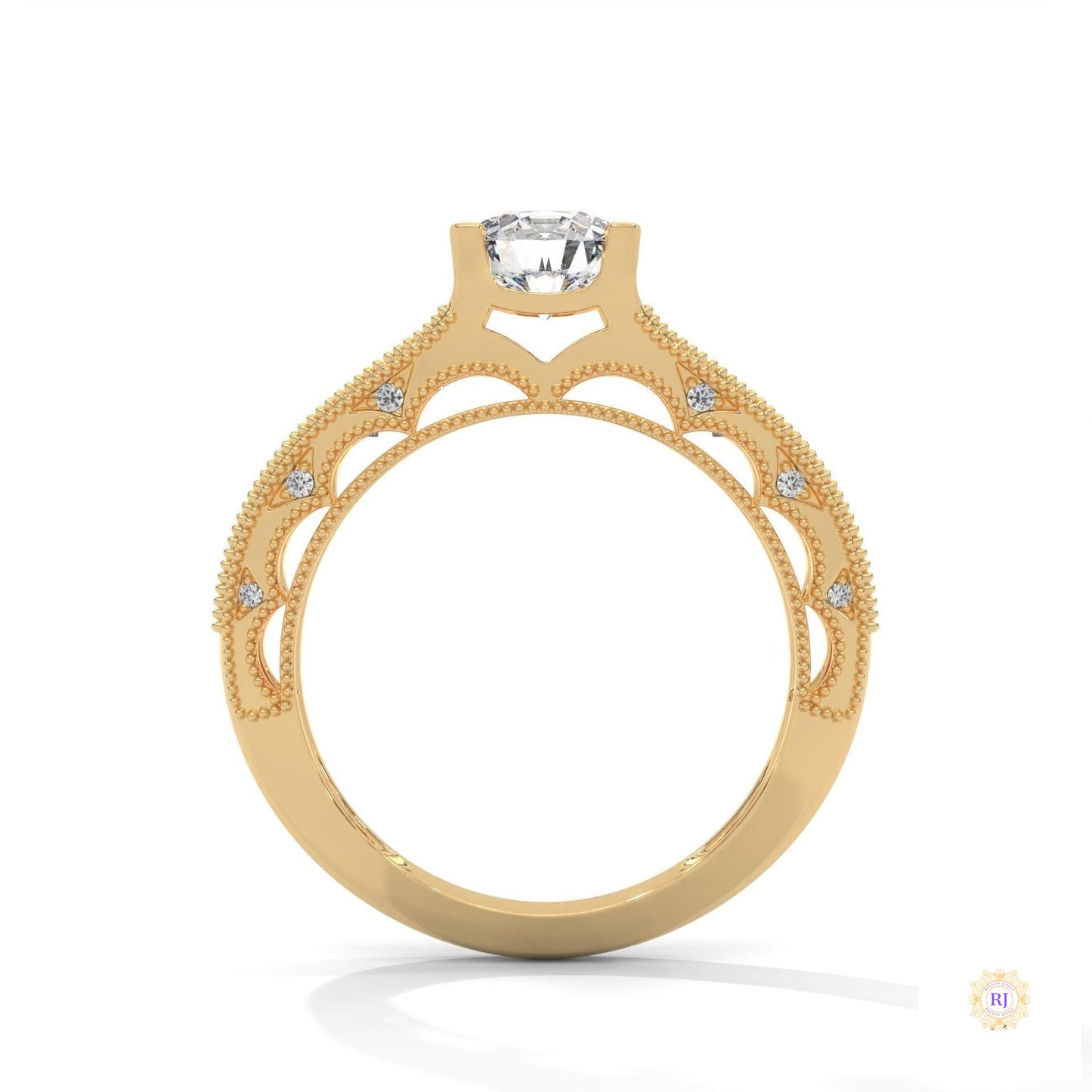 1.25 Ct. Milgrain Pavé Lab Diamond Engagement Ring