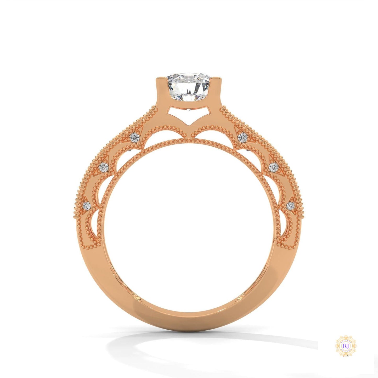 1.25 Ct. Milgrain Pavé Lab Diamond Engagement Ring