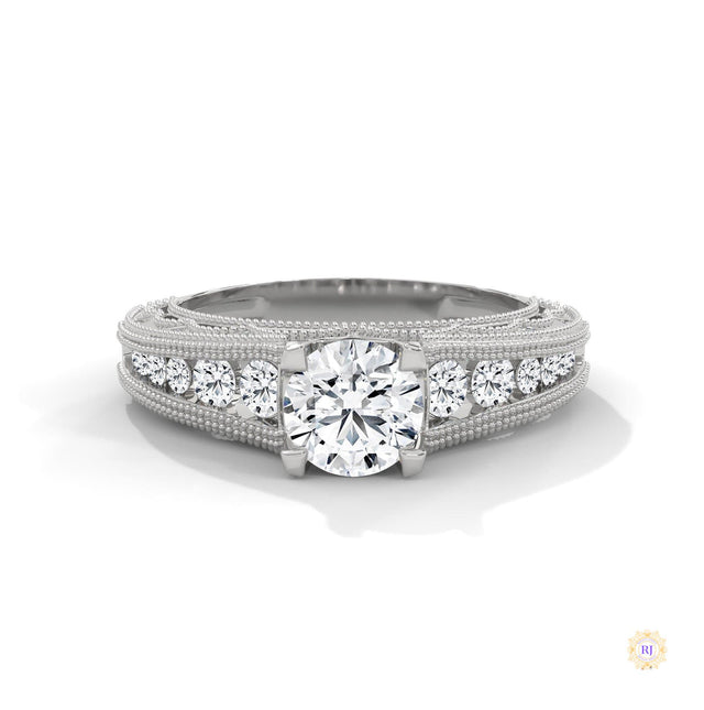 1.25 Ct. Milgrain Pavé Lab Diamond Engagement Ring