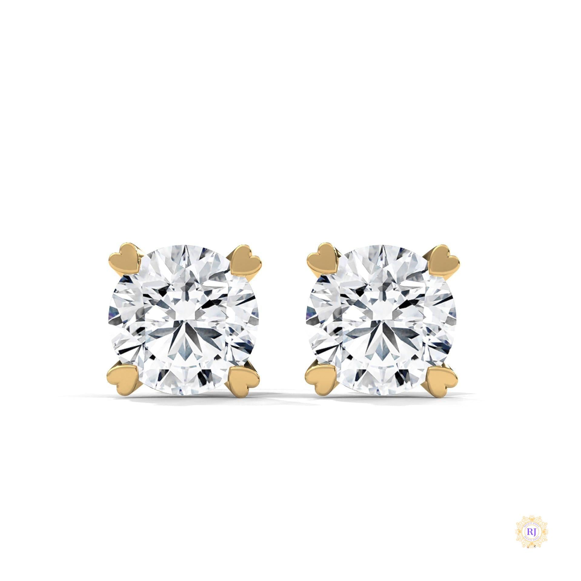 1.30 CT. Heart Prong Solitaire Diamond Studs