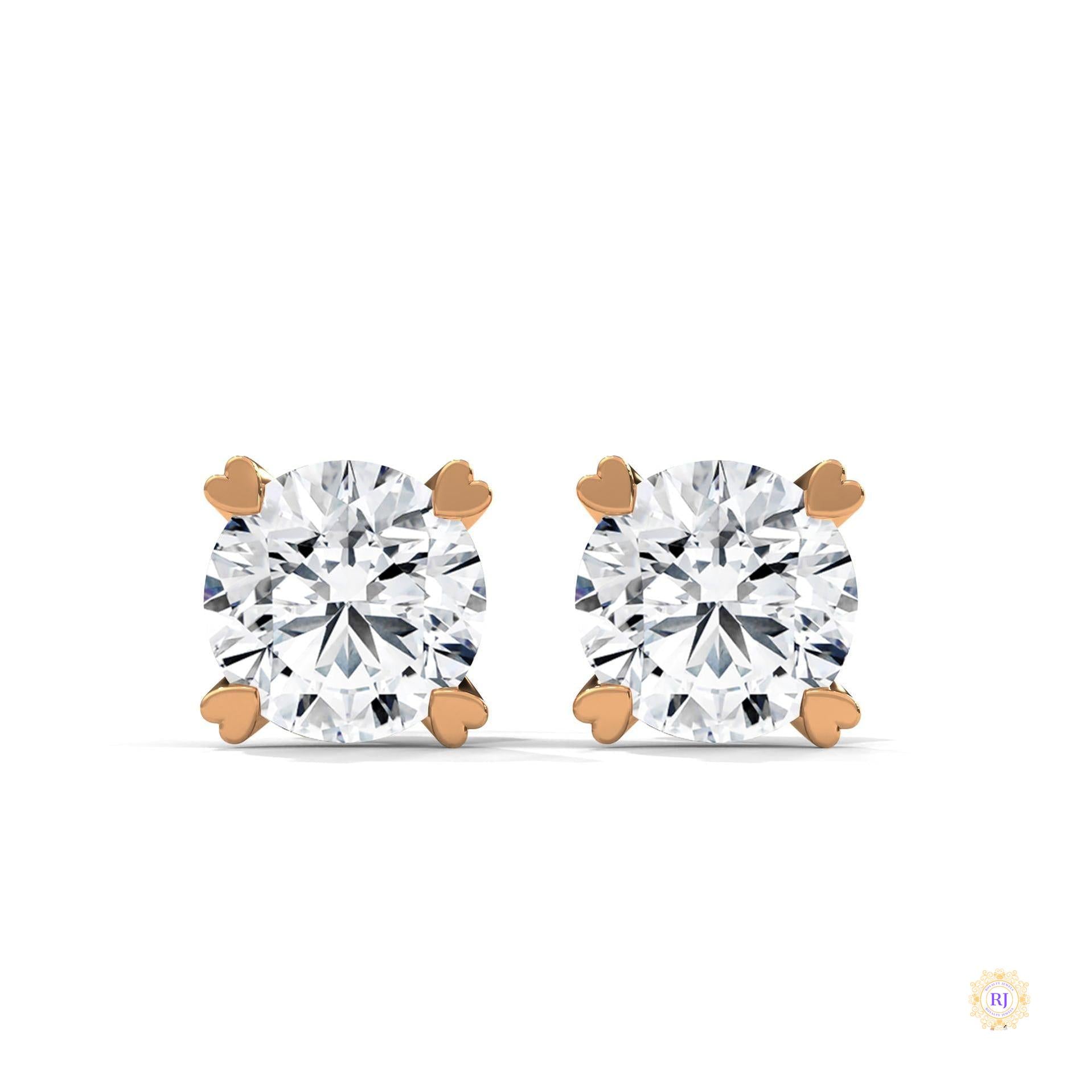 1.30 CT. Heart Prong Solitaire Diamond Studs