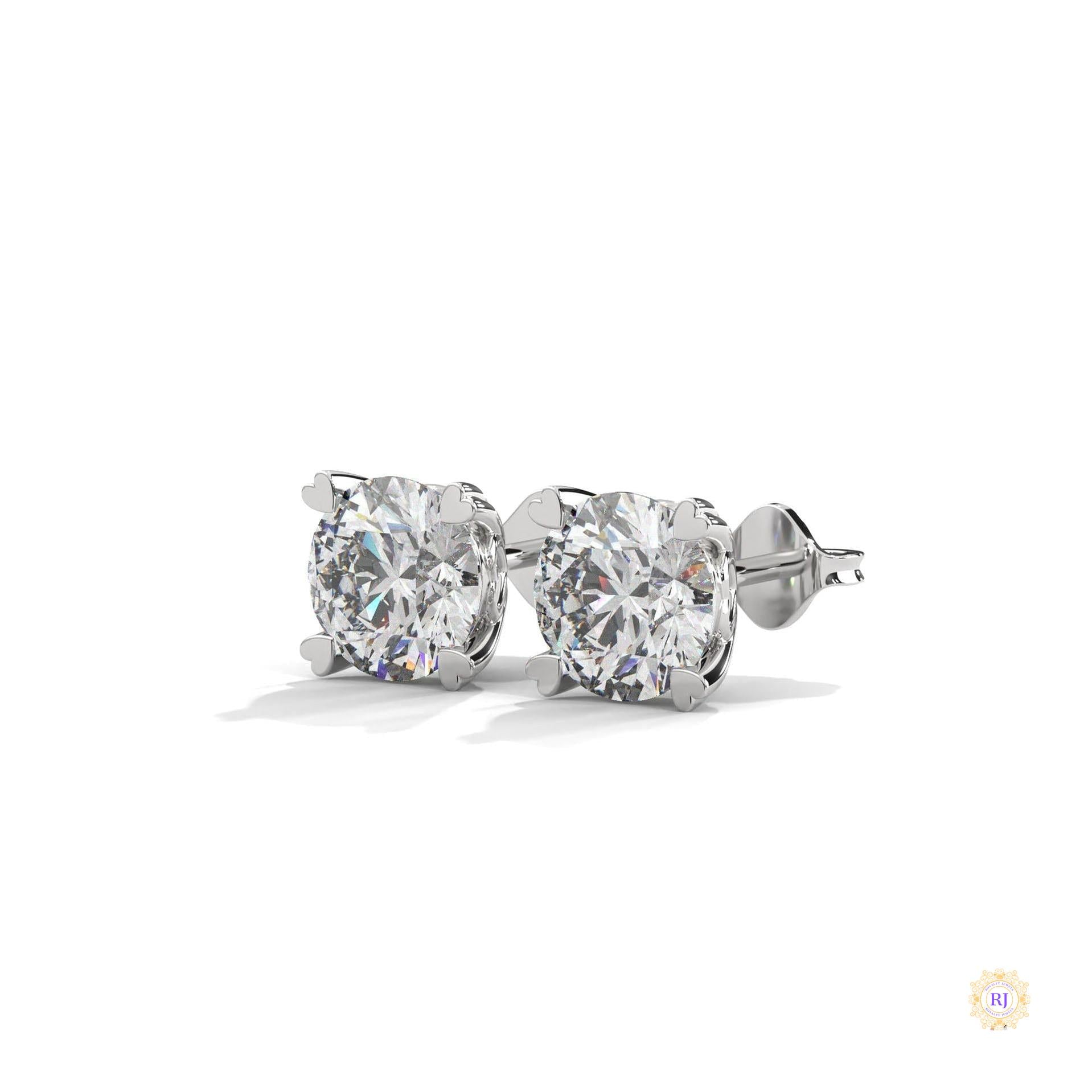 1.30 CT. Heart Prong Solitaire Diamond Studs