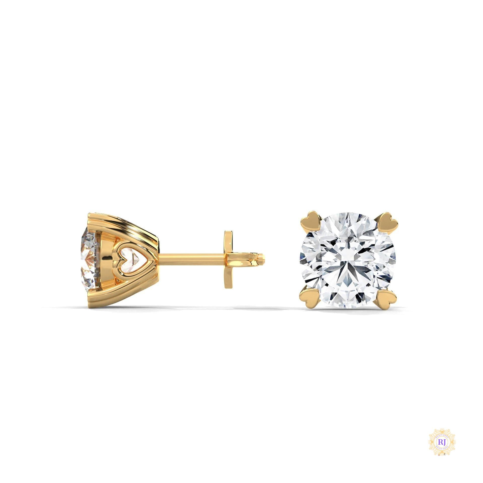 1.30 CT. Heart Prong Solitaire Diamond Studs