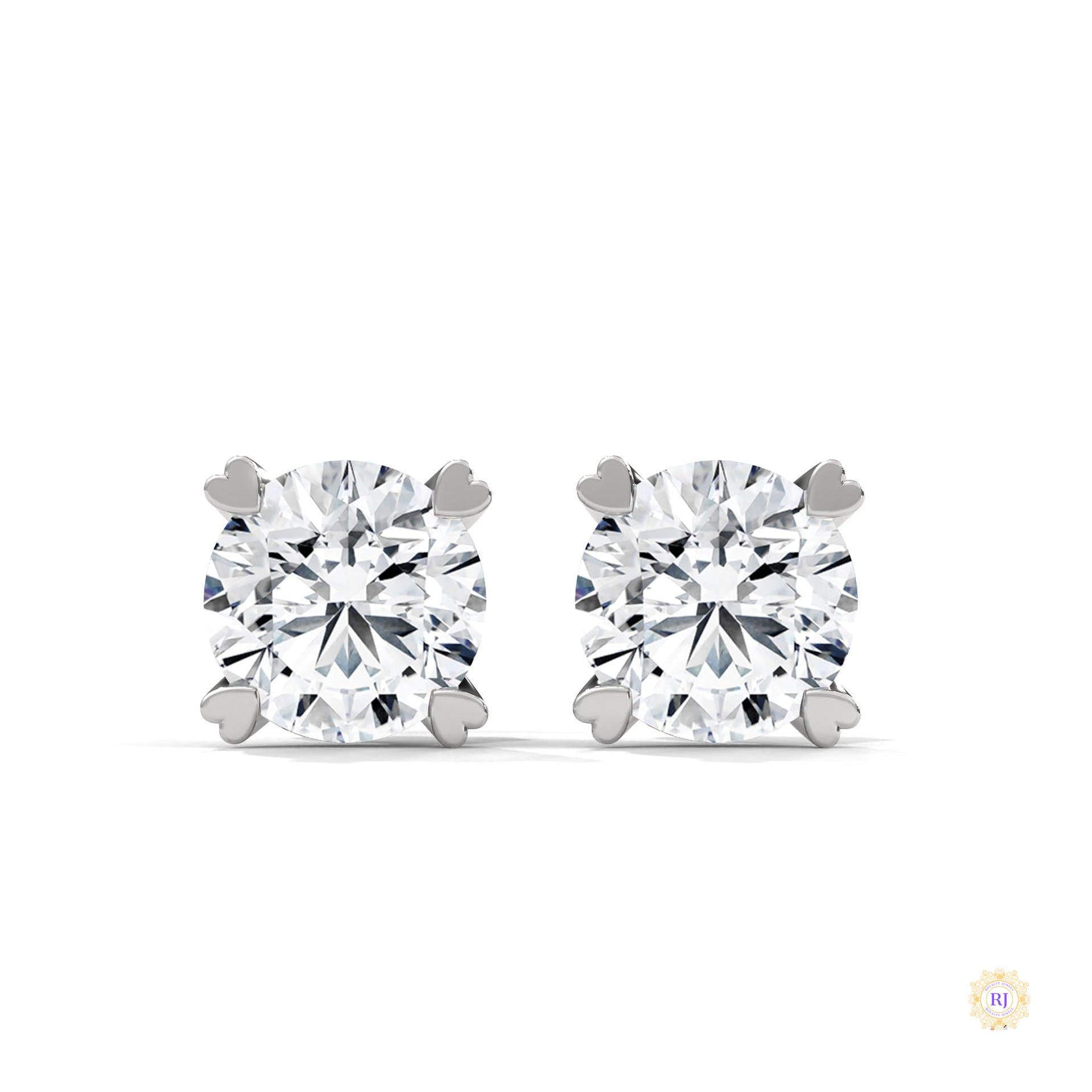 1.30 CT. Heart Prong Solitaire Diamond Studs