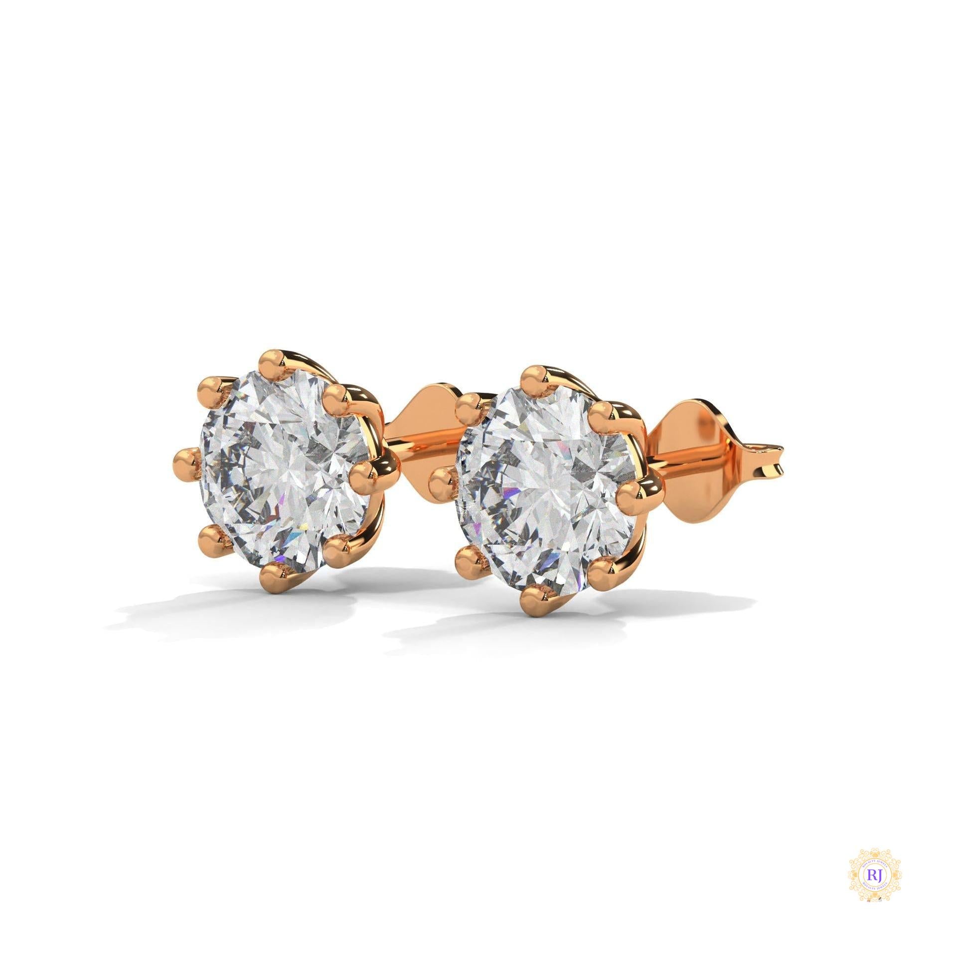 1.30 CT. Lab Diamond Stud Earrings (8-Prong)