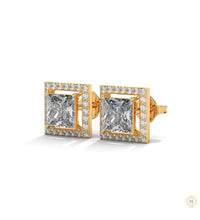 1.30 CT. Princess-Cut Diamond Halo Stud Earrings