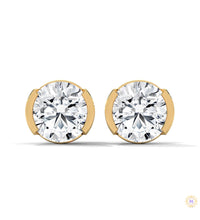 1.30 CT. Round Bezel Diamond Stud Earrings