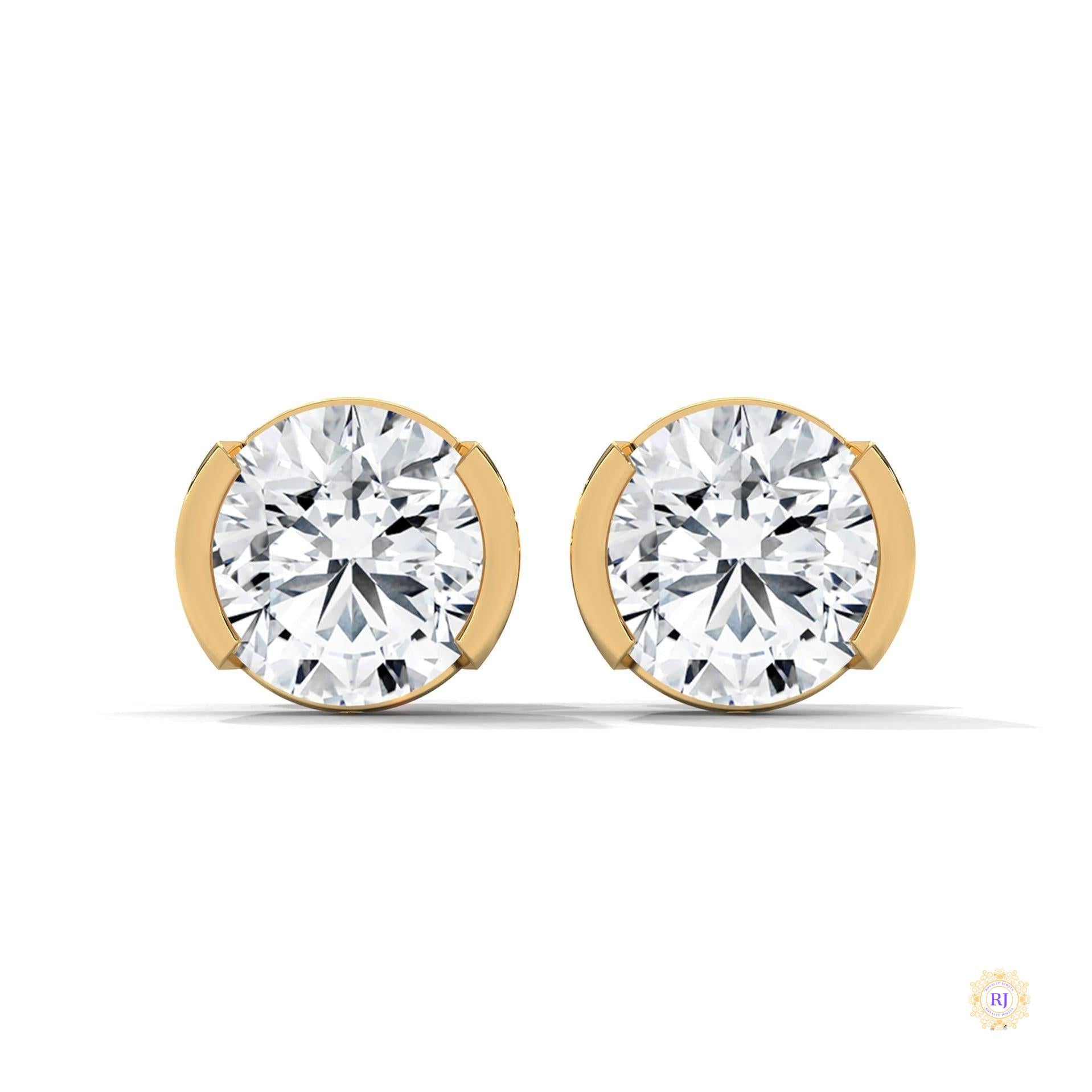 1.30 CT. Round Bezel Diamond Stud Earrings