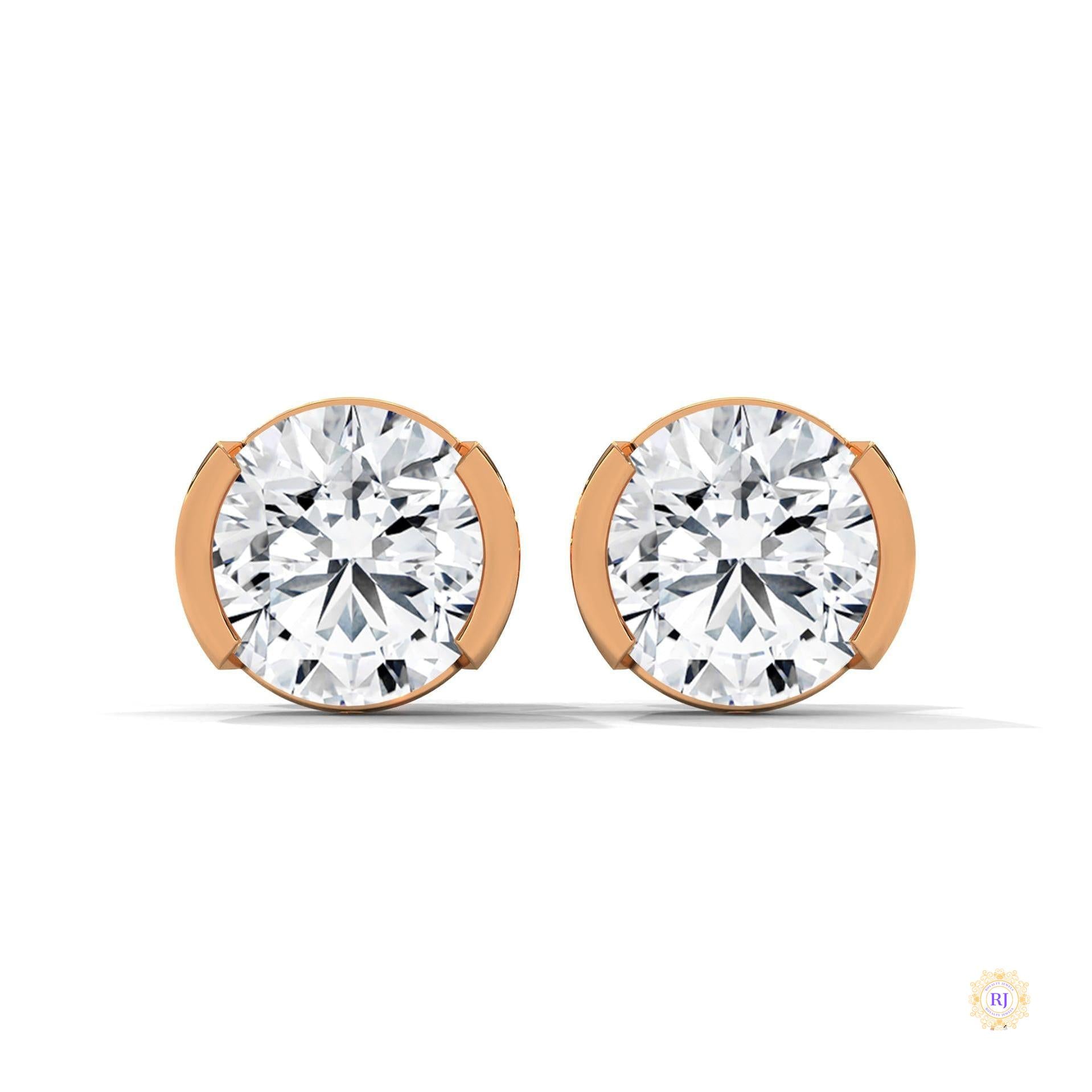 1.30 CT. Round Bezel Diamond Stud Earrings