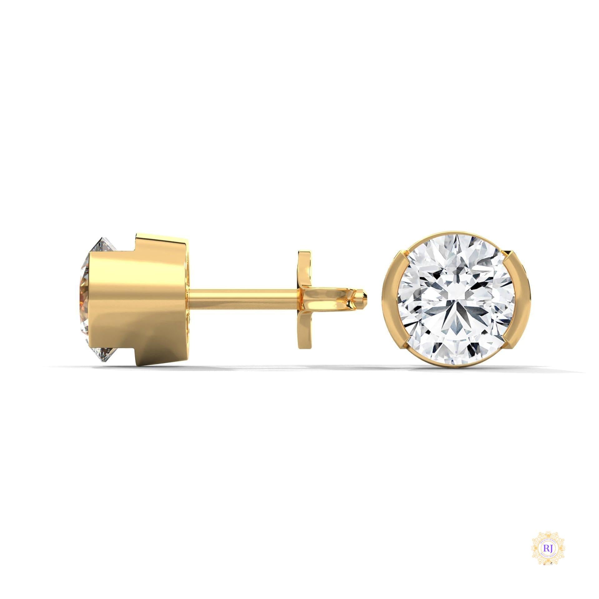 1.30 CT. Round Bezel Diamond Stud Earrings
