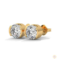 1.30 CT. Round Bezel Diamond Stud Earrings