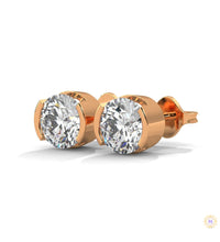 1.30 CT. Round Bezel Diamond Stud Earrings