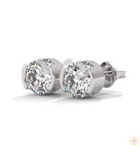 1.30 CT. Round Bezel Diamond Stud Earrings