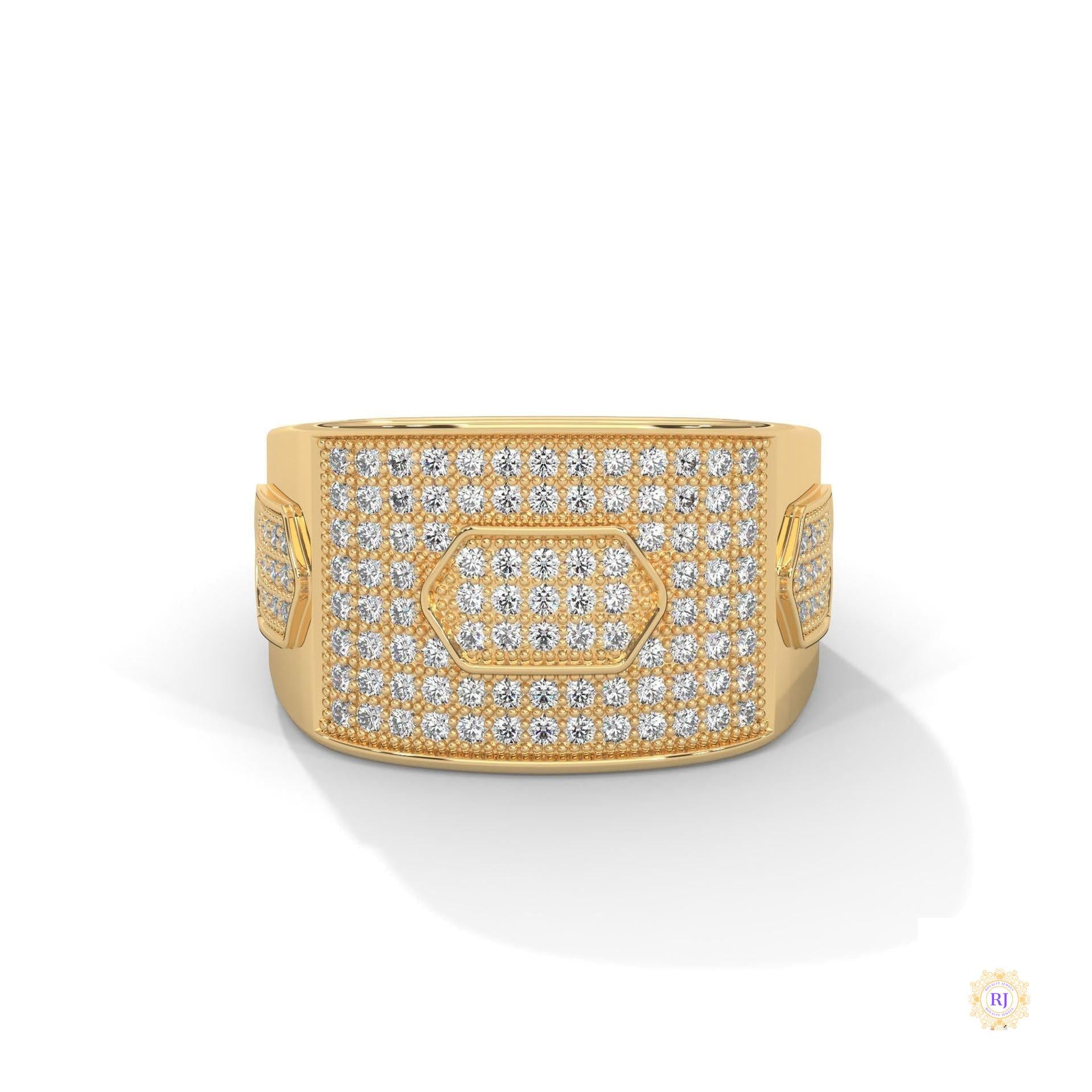 1.35 Ct. Hexagon Pavé Lab Diamond Men’s Ring