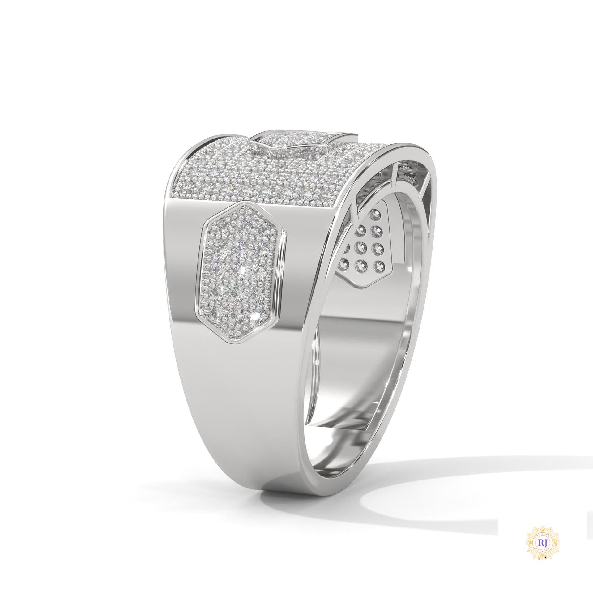 1.35 Ct. Hexagon Pavé Lab Diamond Men’s Ring