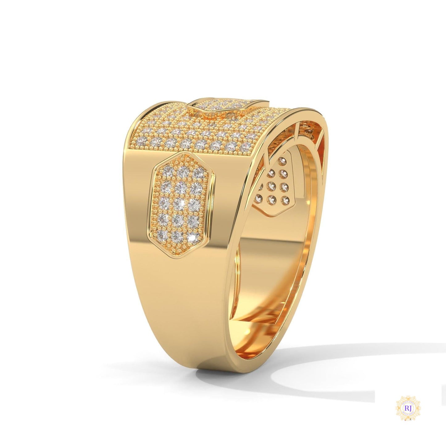 1.35 Ct. Hexagon Pavé Lab Diamond Men’s Ring