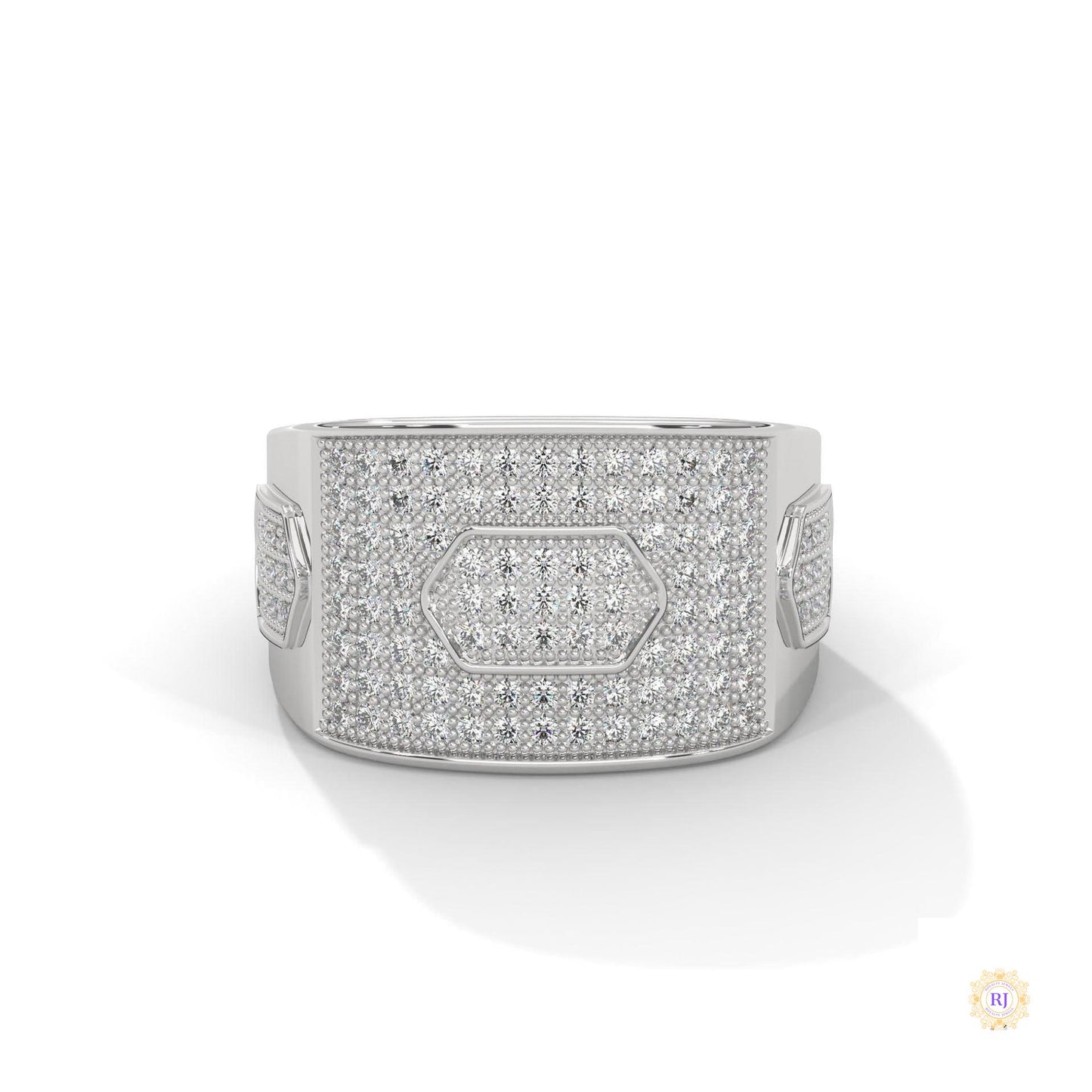 1.35 Ct. Hexagon Pavé Lab Diamond Men’s Ring