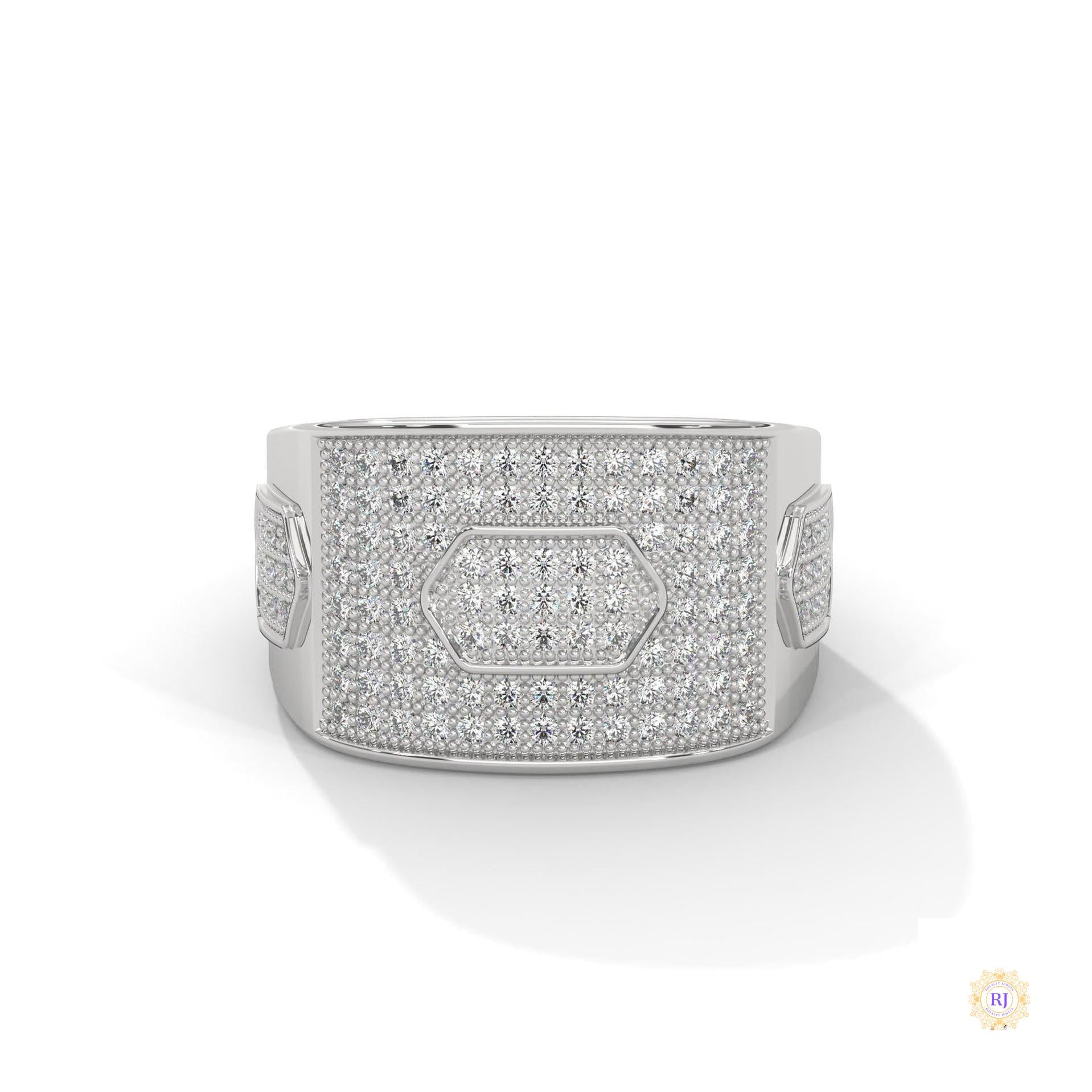 1.35 Ct. Hexagon Pavé Lab Diamond Men’s Ring