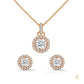 1.40 CT. Halo Diamond Pendant & Studs Set