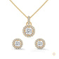 1.40 CT. Halo Diamond Pendant & Studs Set