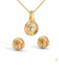1.40 CT. Halo Diamond Pendant & Studs Set