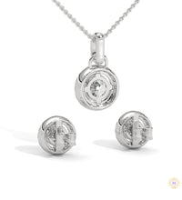 1.40 CT. Halo Diamond Pendant & Studs Set