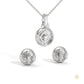 1.40 CT. Halo Diamond Pendant & Studs Set