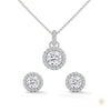 1.40 CT. Halo Diamond Pendant & Studs Set