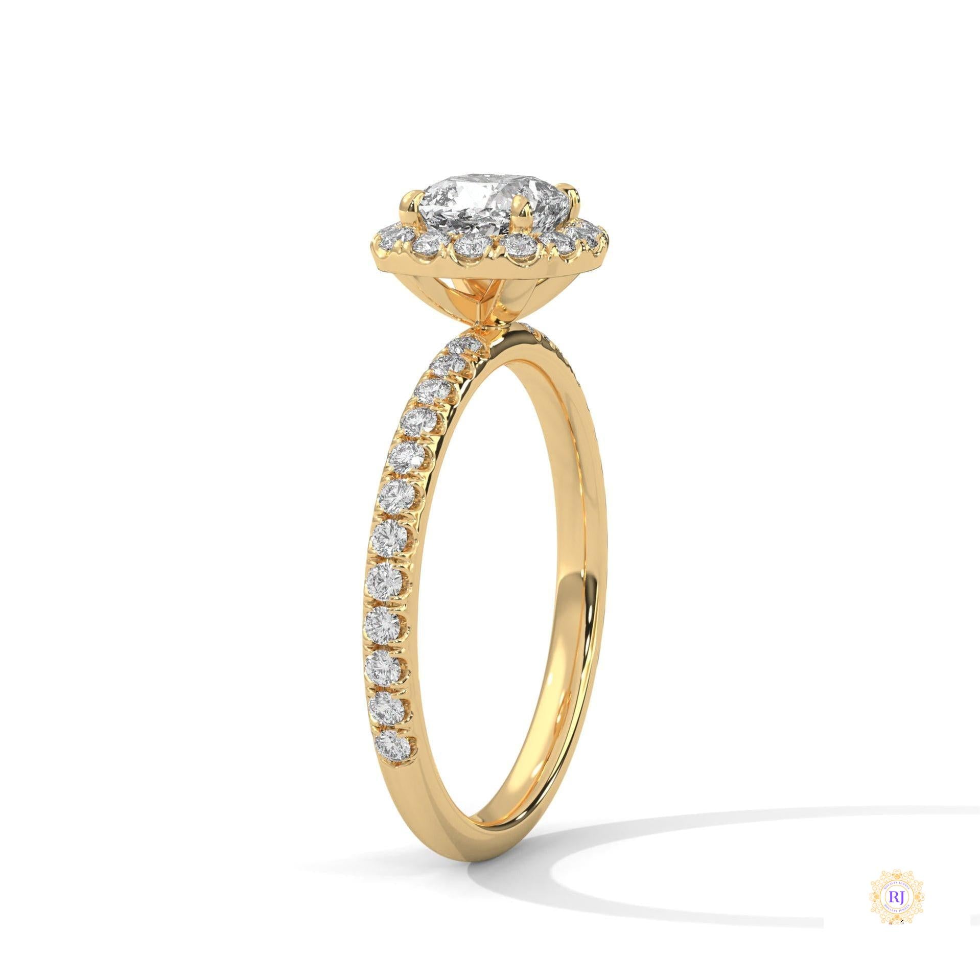 1.40 Ct. Cushion Halo Lab Diamond Engagement Ring