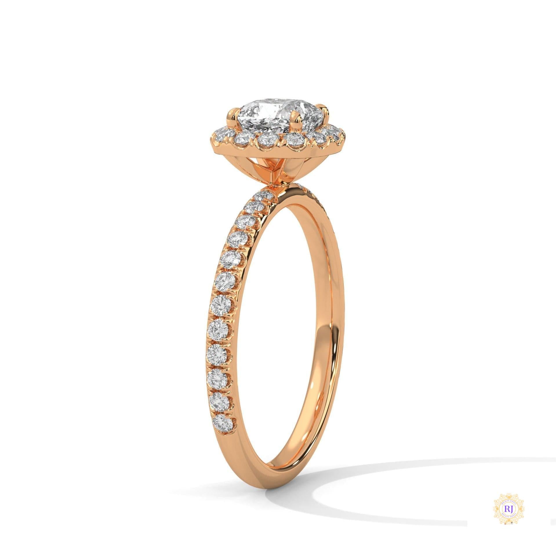 1.40 Ct. Cushion Halo Lab Diamond Engagement Ring