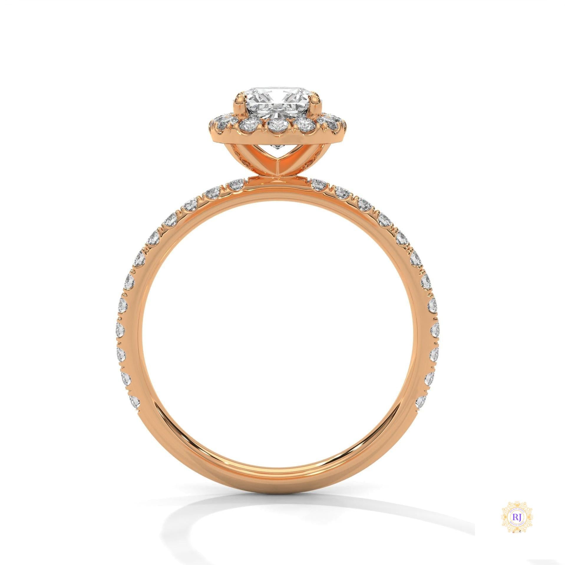 1.40 Ct. Cushion Halo Lab Diamond Engagement Ring