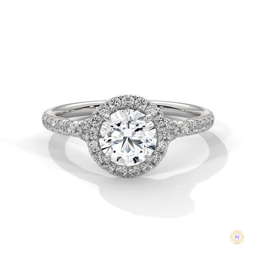1.45 Ct. Floral Halo Lab Diamond Engagement Ring