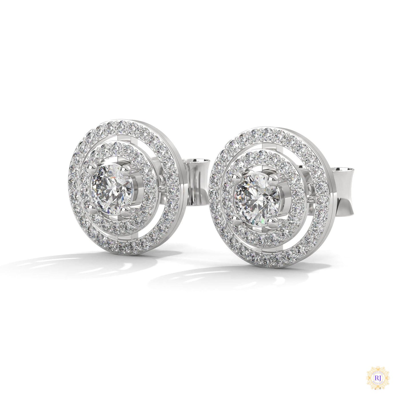 1.5 CT. Double Halo Diamond Stud Earrings