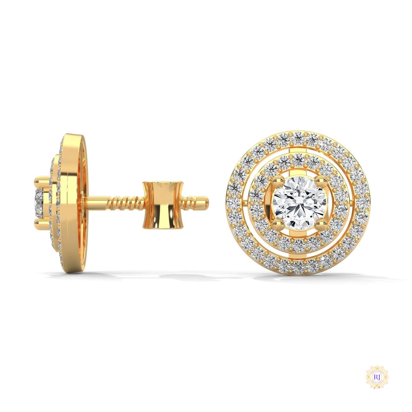 1.5 CT. Double Halo Diamond Stud Earrings