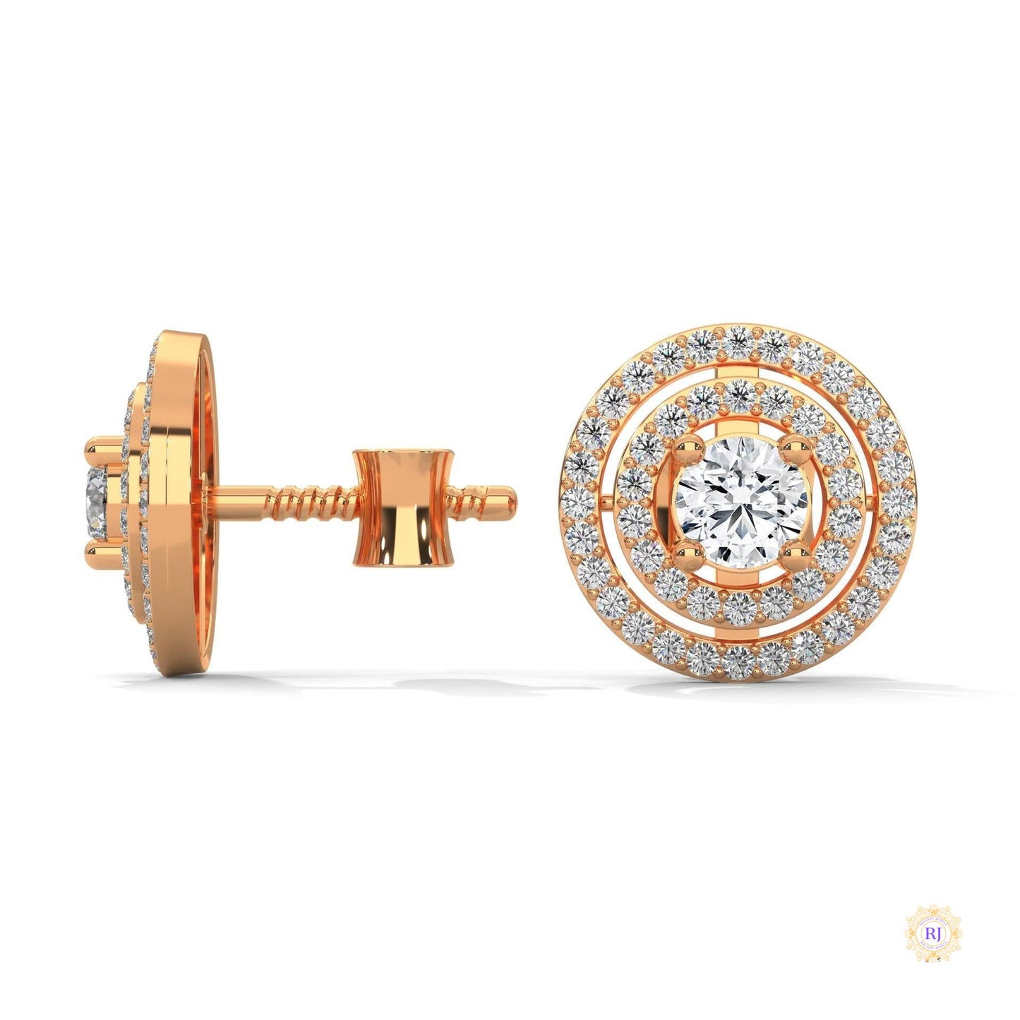1.5 CT. Double Halo Diamond Stud Earrings