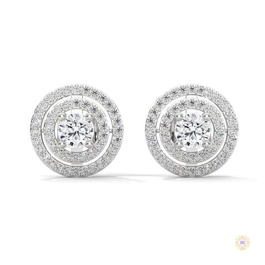 1.5 CT. Double Halo Diamond Stud Earrings