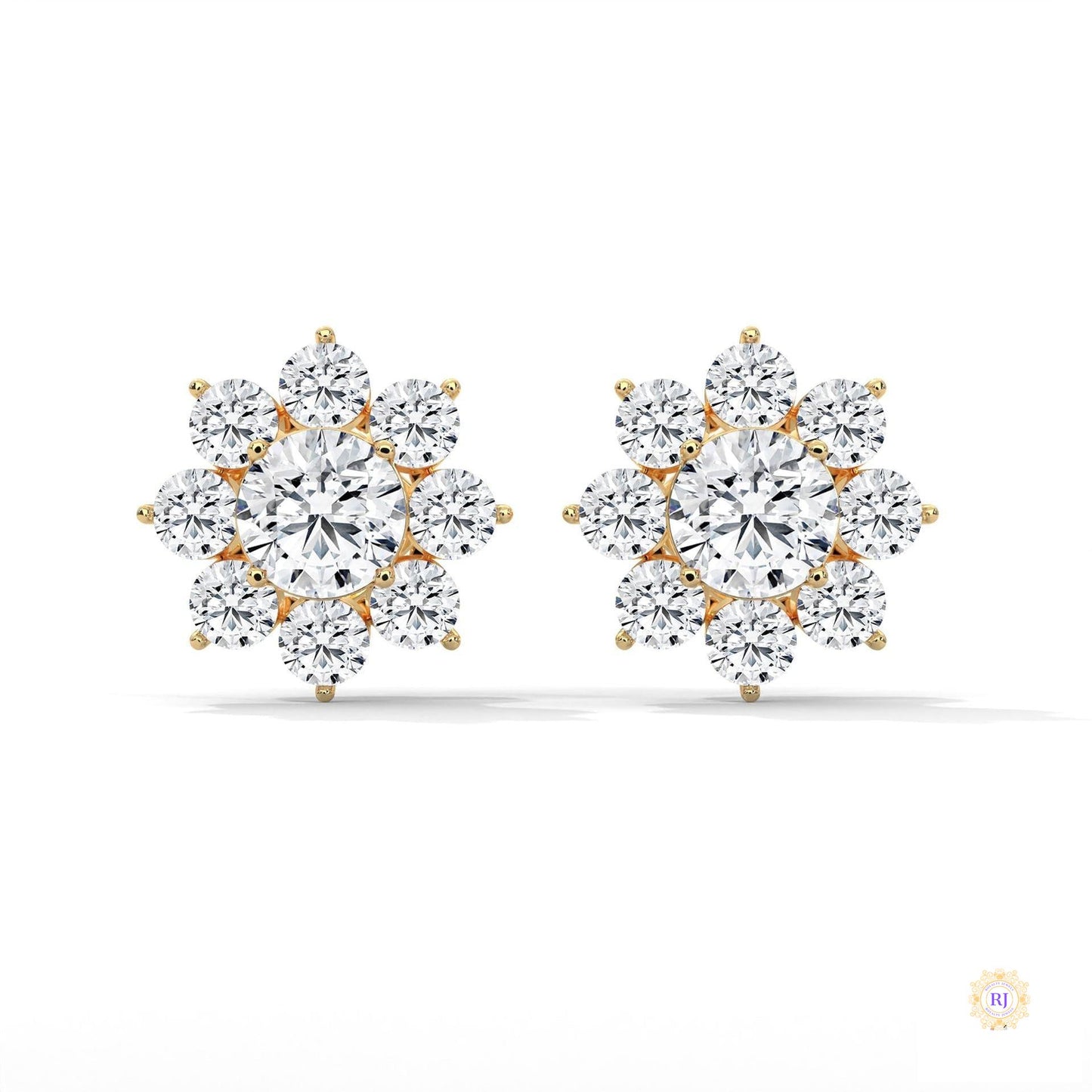 1.50 CT. Diamond Flower Cluster Stud Earrings