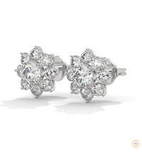 1.50 CT. Diamond Flower Cluster Stud Earrings
