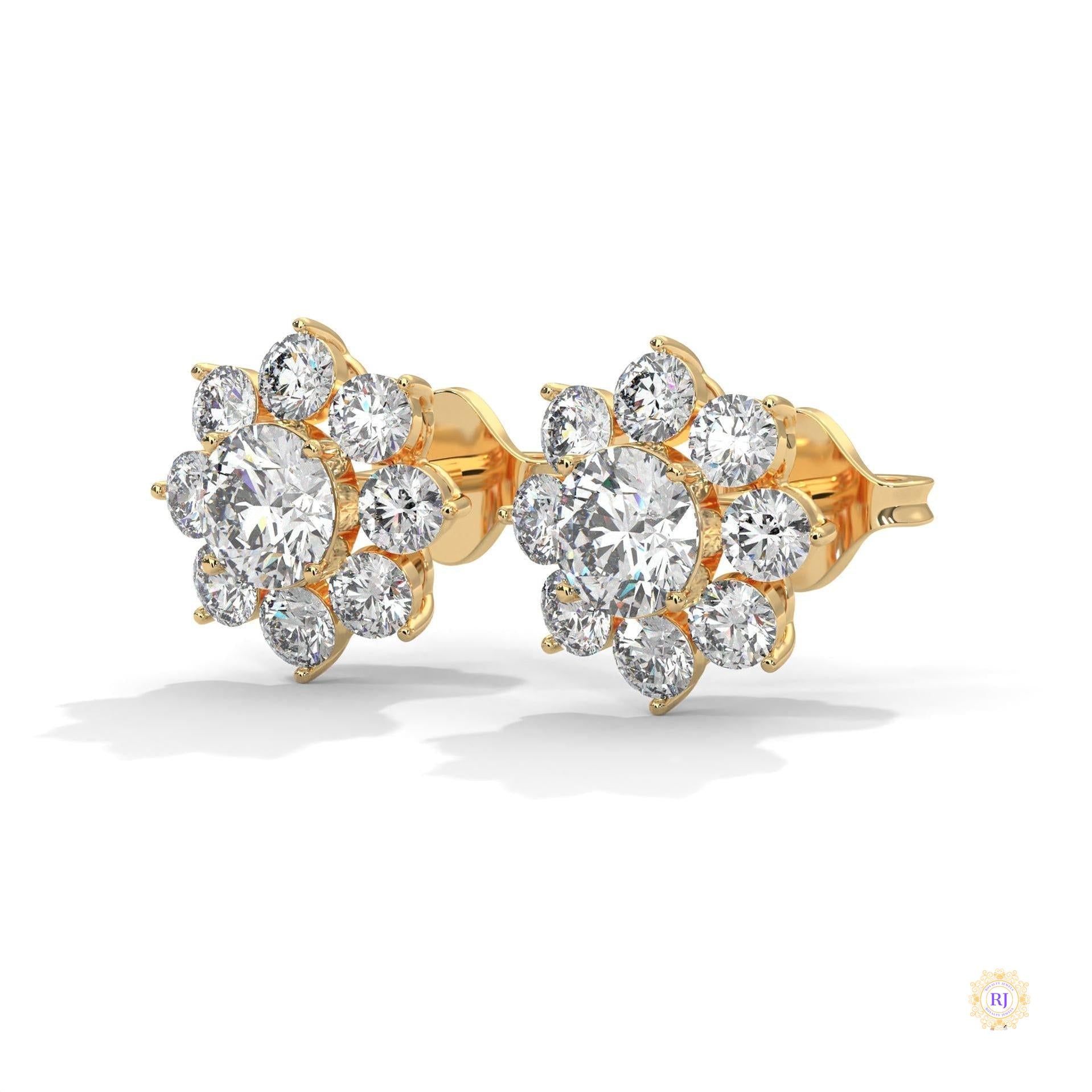 1.50 CT. Diamond Flower Cluster Stud Earrings