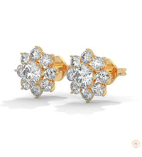 1.50 CT. Diamond Flower Cluster Stud Earrings