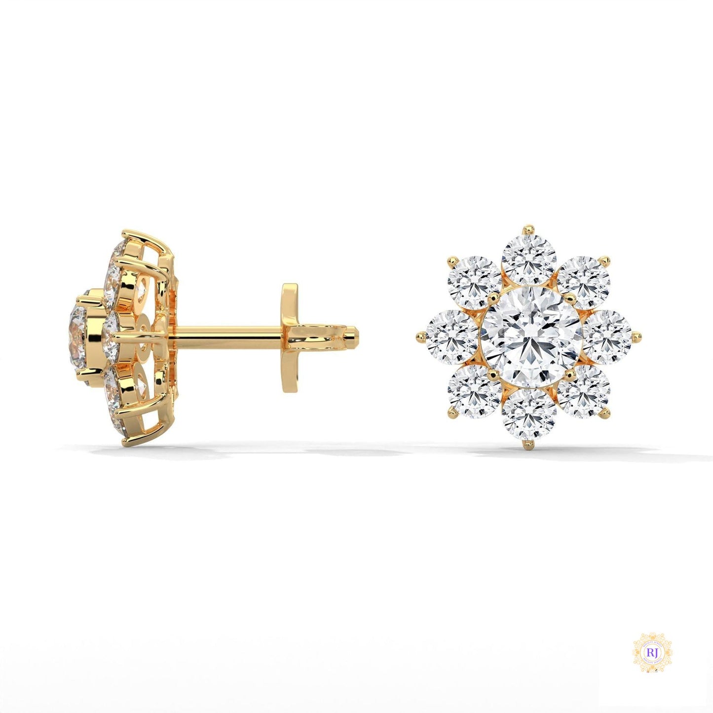 1.50 CT. Diamond Flower Cluster Stud Earrings