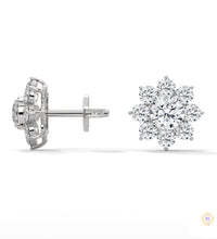1.50 CT. Diamond Flower Cluster Stud Earrings