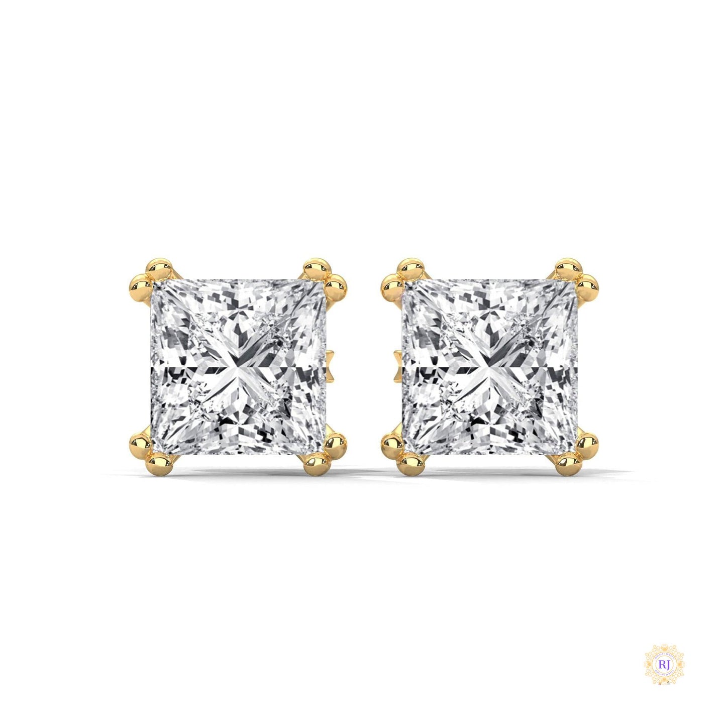 1.50 CT. Princess-Cut Diamond Stud Earrings