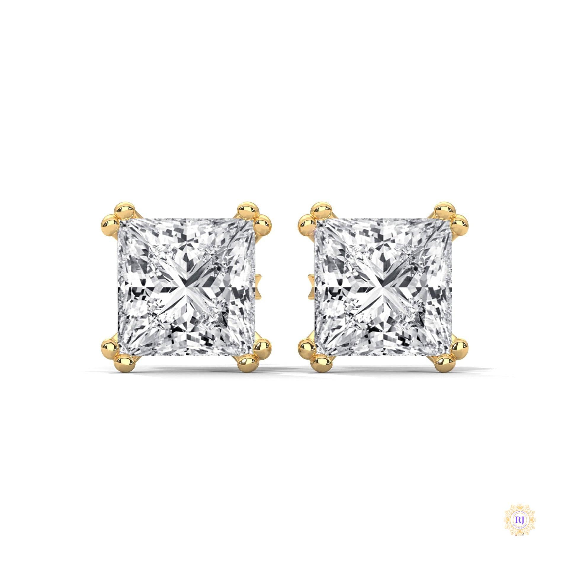 1.50 CT. Princess-Cut Diamond Stud Earrings