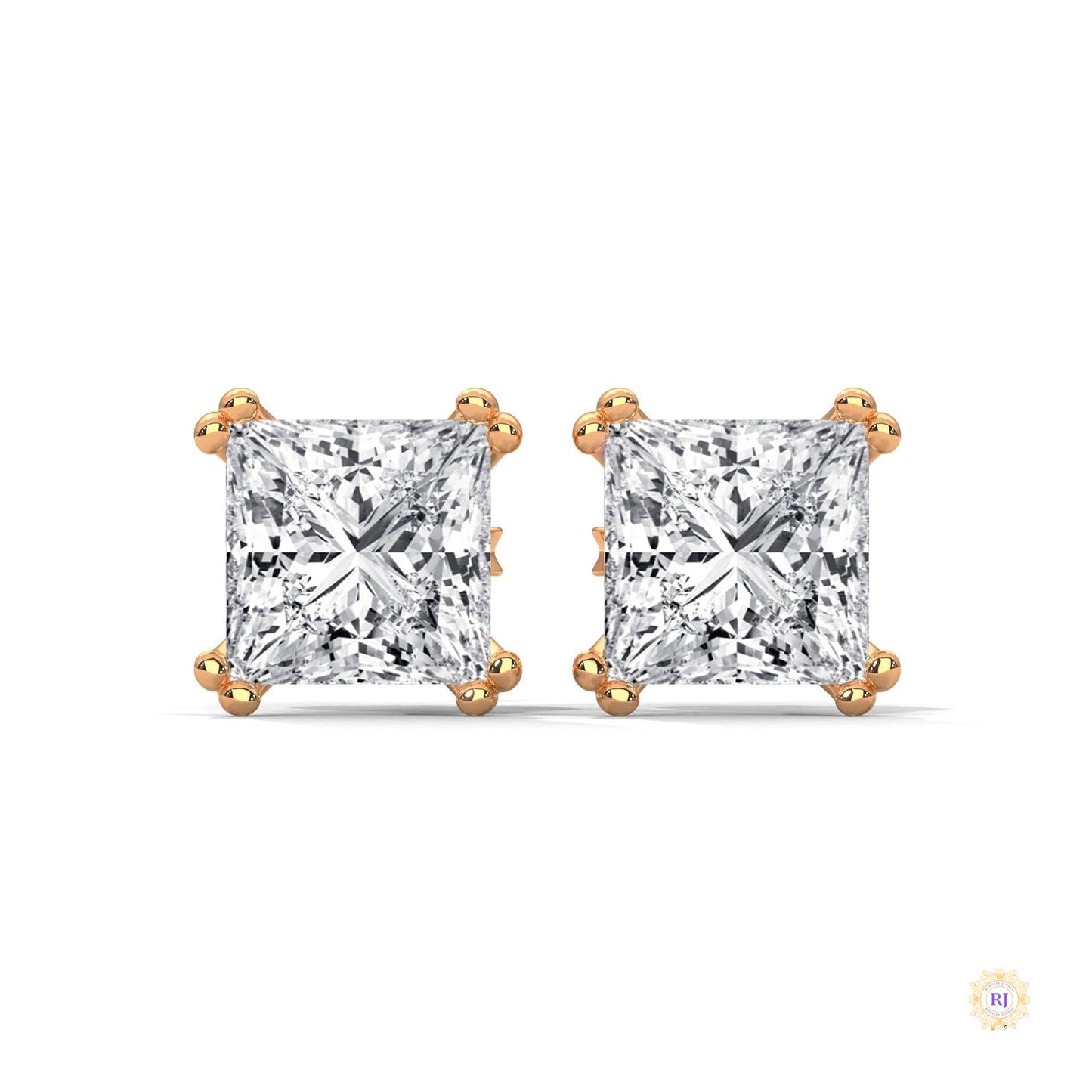 1.50 CT. Princess-Cut Diamond Stud Earrings
