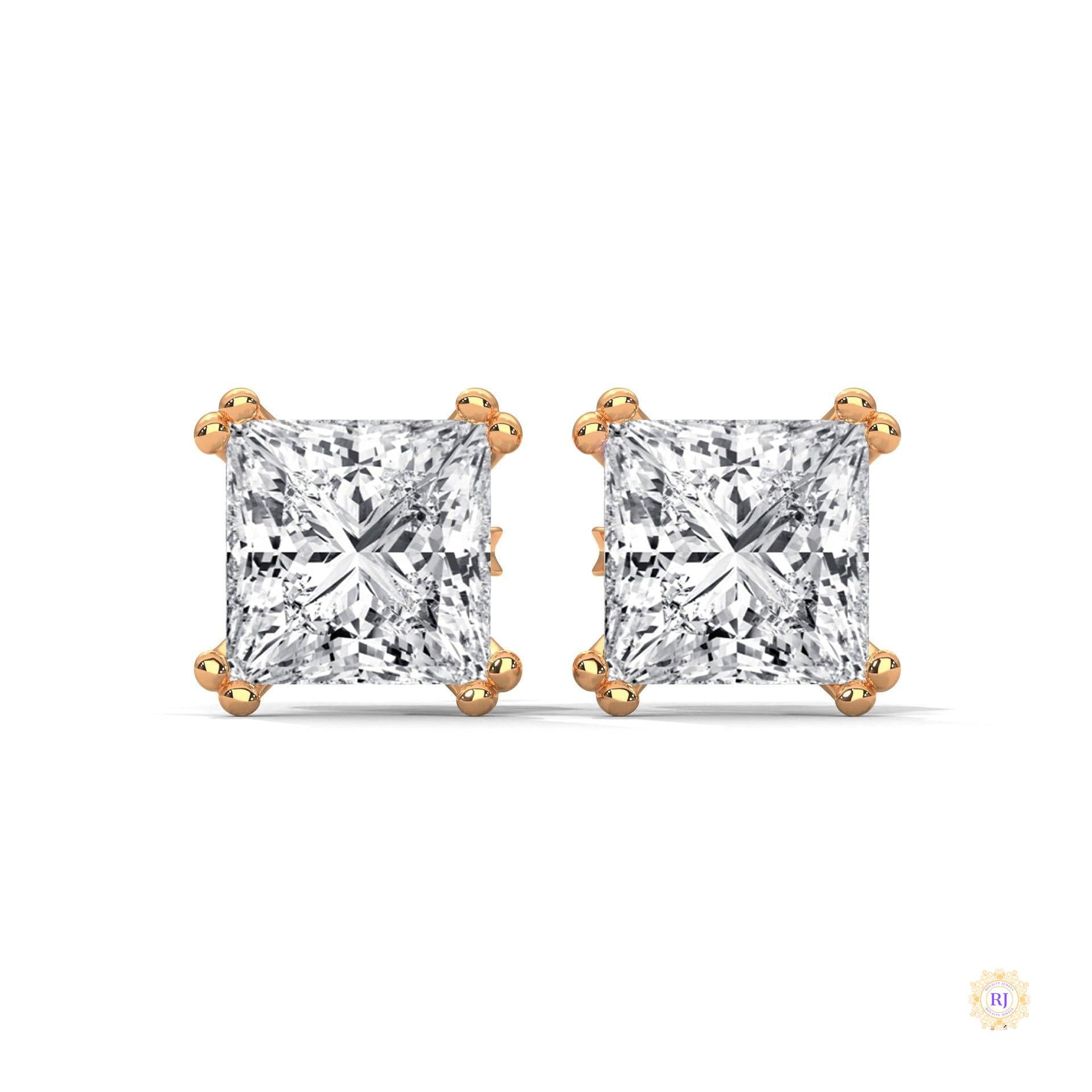 1.50 CT. Princess-Cut Diamond Stud Earrings