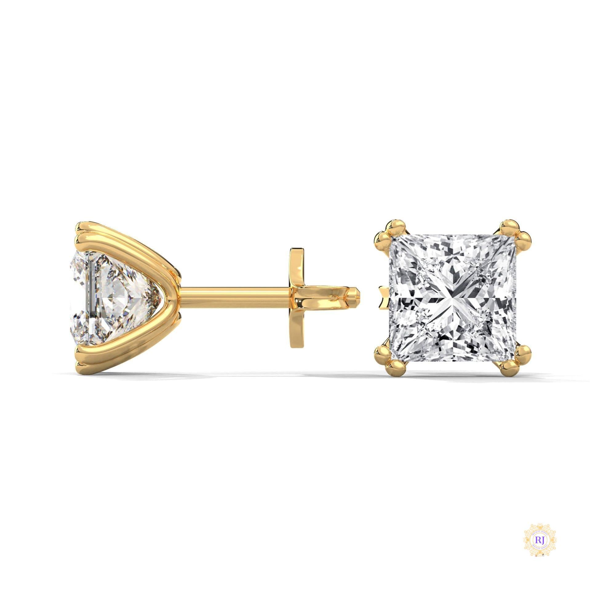 1.50 CT. Princess-Cut Diamond Stud Earrings