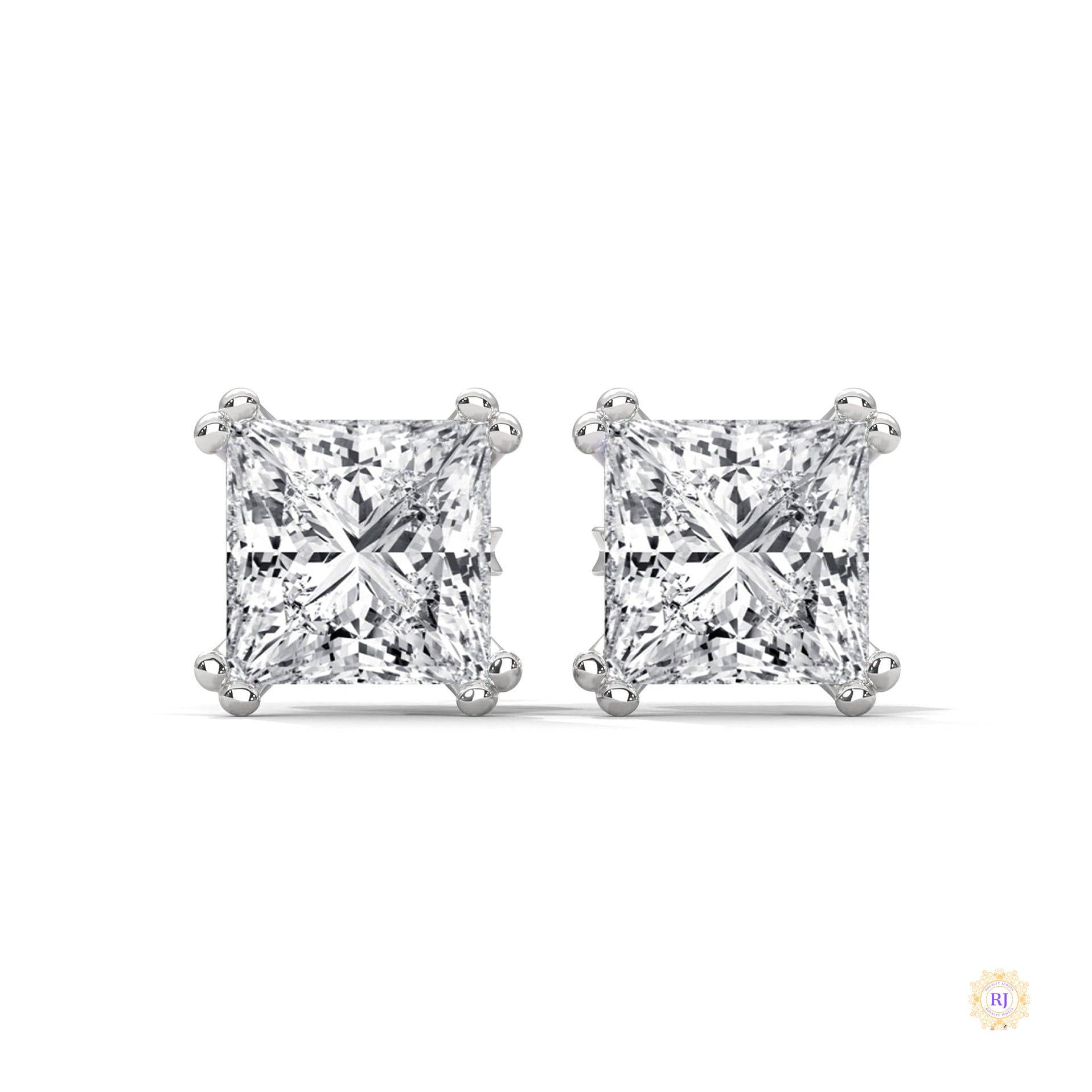 1.50 CT. Princess-Cut Diamond Stud Earrings